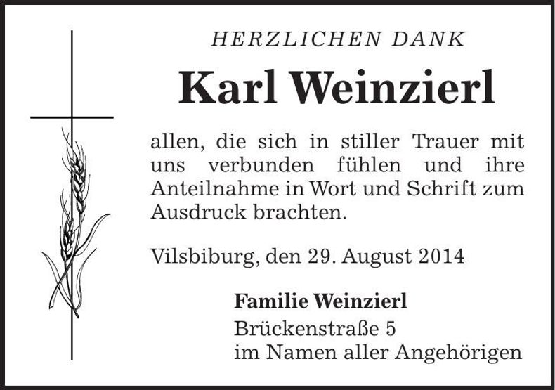 Traueranzeige Karl Weinzierl