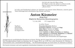 Traueranzeige Anton Käsmeier