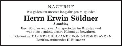 Traueranzeige Erwin Söldner