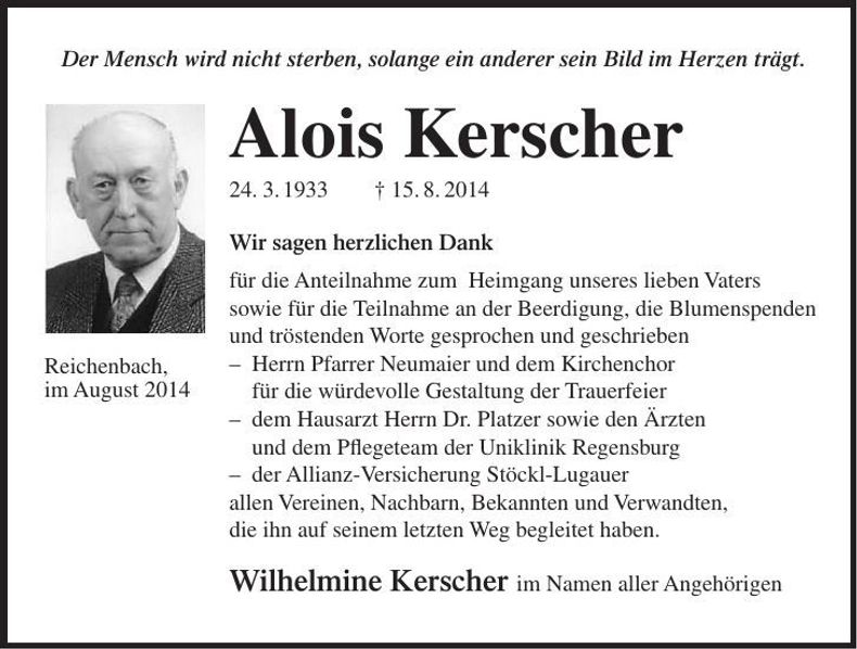 Traueranzeige Alois Kerscher