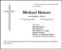 Traueranzeige Michael Hauser