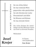 Traueranzeige Josef Krojer
