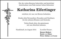 Traueranzeige Katharina Eifertinger
