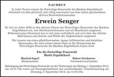 Traueranzeige Erwein Senger