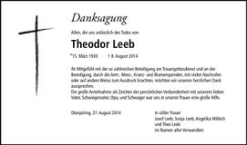Traueranzeige Theodor Leeb