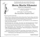 Traueranzeige Martin Vilsmaier