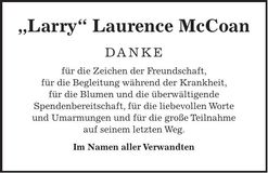 Traueranzeige Laurence McCoan