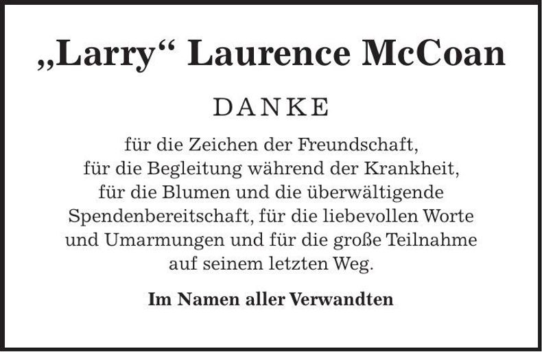 Traueranzeige Laurence McCoan