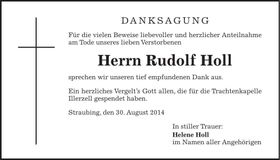 Traueranzeige Rudolf Holl