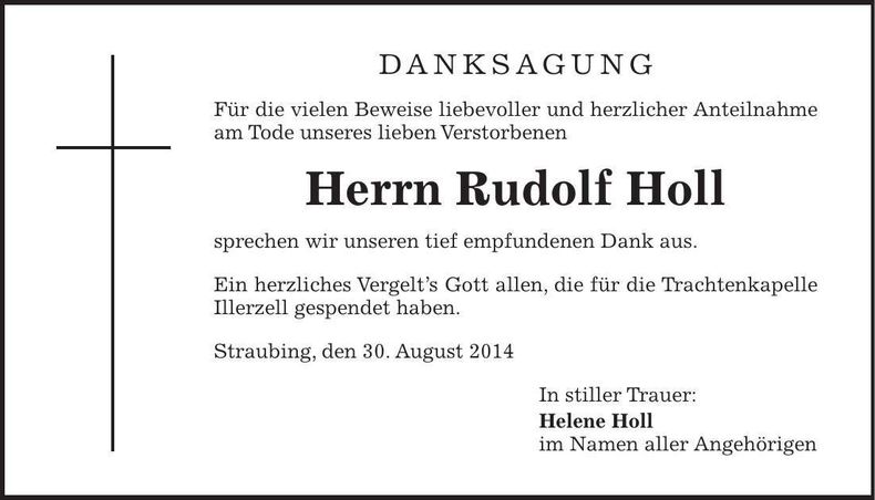 Traueranzeige Rudolf Holl