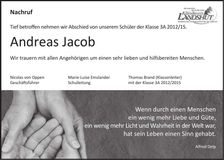 Traueranzeige Andreas Jacob