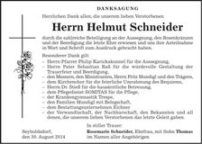 Traueranzeige Helmut Schneider