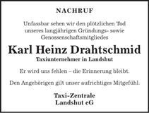 Traueranzeige Karl Heinz Drahtschmid