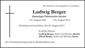 Traueranzeige Ludwig Berger