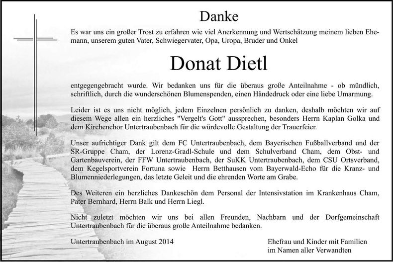 Traueranzeige Donat Dietl
