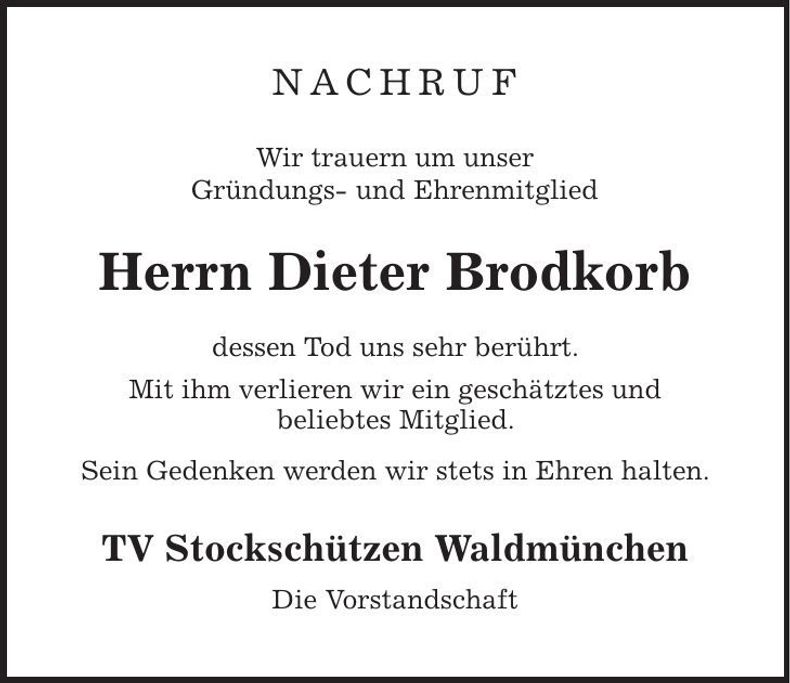 Traueranzeige Dieter Brodkorb