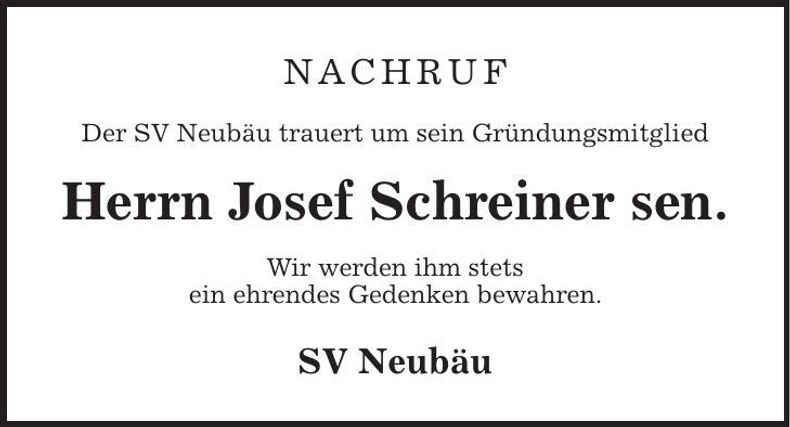 Traueranzeige Josef Schreiner