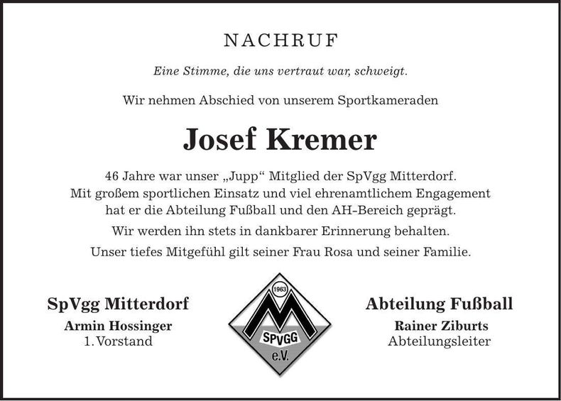 Traueranzeige Reinhard Roith
