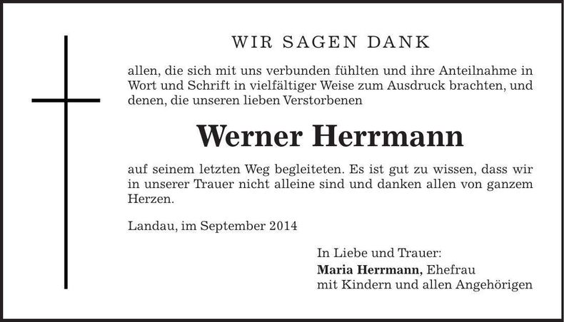 Traueranzeige Werner Herrmann