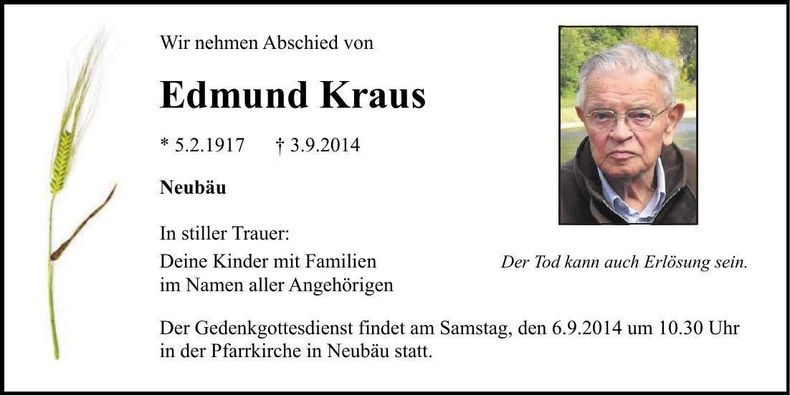 Traueranzeige Edmund Kraus