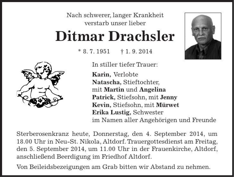 Traueranzeige Ditmar Drachsler