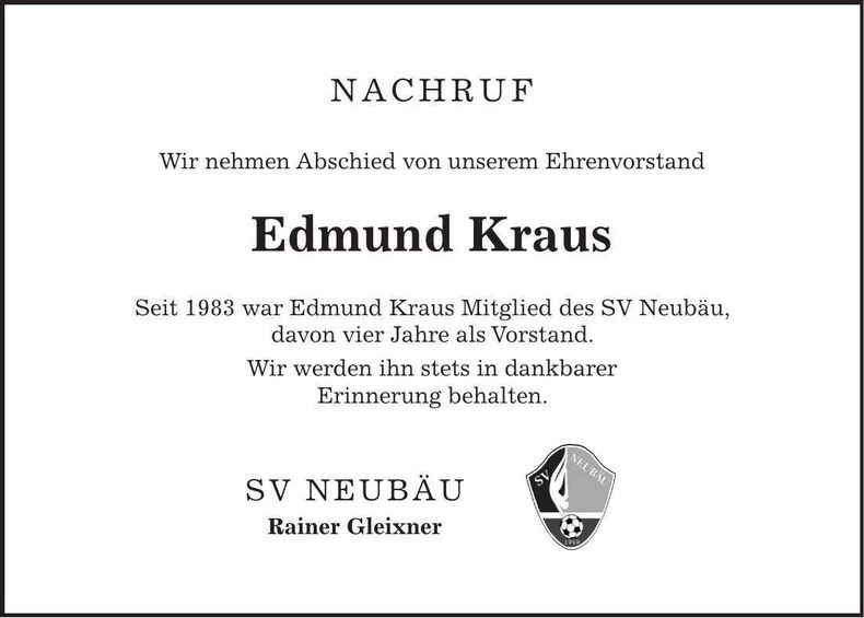 Traueranzeige Edmund Kraus