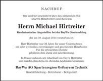 Traueranzeige Michael Hirtreiter