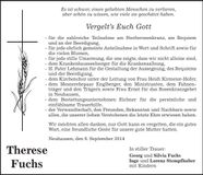 Traueranzeige Therese Fuchs