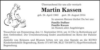 Traueranzeige Martin Kassen