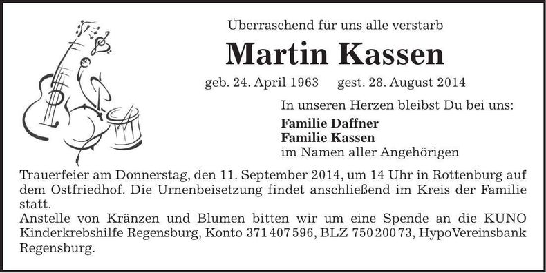 Traueranzeige Martin Kassen