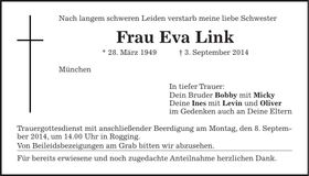 Traueranzeige Eva Link