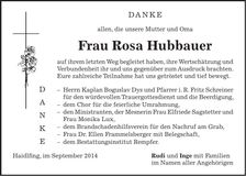 Traueranzeige Rosa Hubbauer