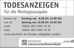 Traueranzeige Hildgard Zwingenberger