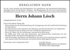 Traueranzeige Johann Lösch