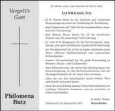 Traueranzeige Philomena Butz