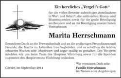 Traueranzeige Marita Herrschmann