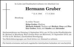 Traueranzeige Hermann Gruber