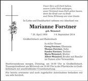 Traueranzeige Marianne Forstner