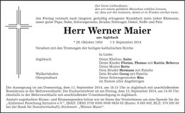 Traueranzeige Werner Maier