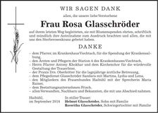 Traueranzeige Rosa Glasschröder