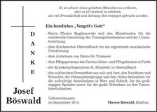 Traueranzeige Josef Böswald