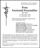 Traueranzeige Gertraud Freymüller