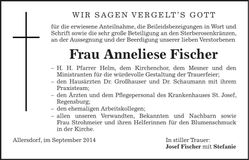 Traueranzeige Anneliese Fischer