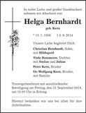 Traueranzeige Helga Bernhardt
