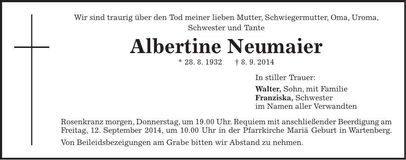 Traueranzeige Walter Neumaier