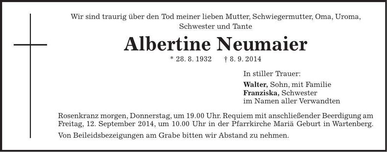 Traueranzeige Walter Neumaier