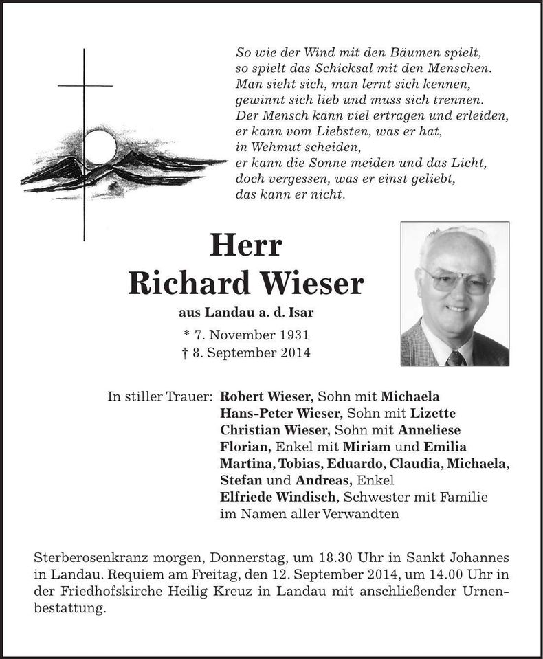 Traueranzeige Richard Wieser