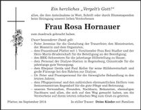 Traueranzeige Rosa Hornauer