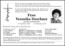 Traueranzeige Veronika Daschner