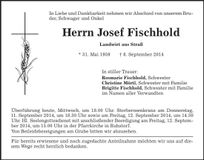 Traueranzeige Josef Fischhold